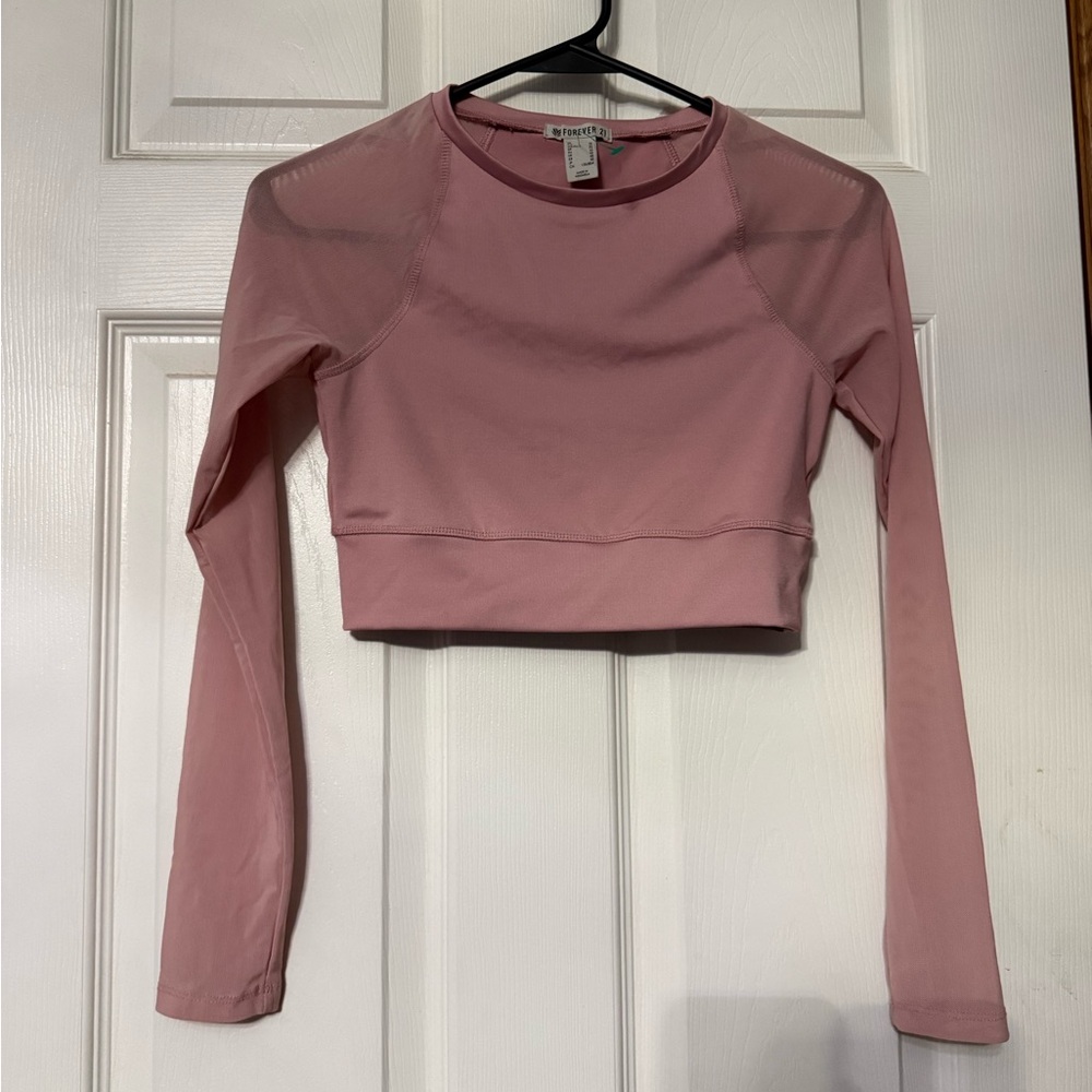 Forever 21 Dusty Pink Long Sleeve Crop Top